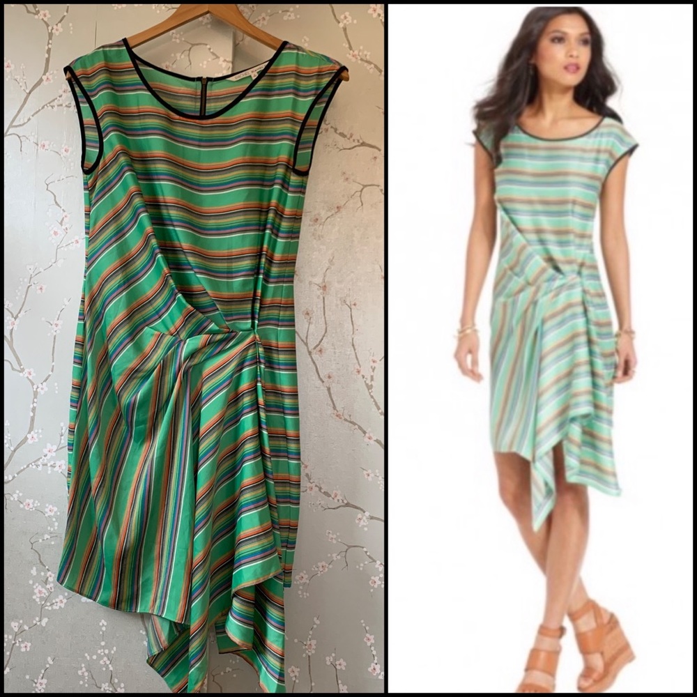Rachel Rachel Roy Draped Faux Wrap Dress Striped S